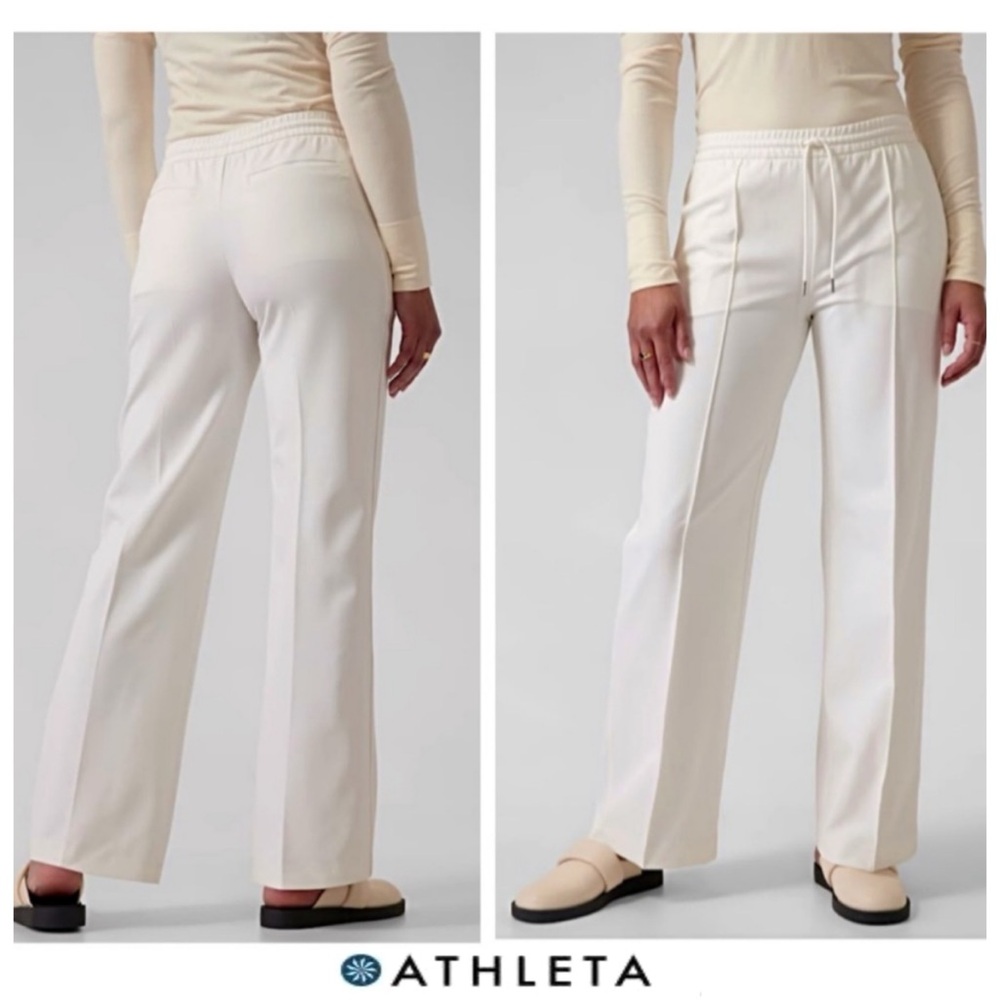 💫NWTS-$120 ATHLETA Endeavor Pants 8 Mid-Rise Wide-Leg Pants Pockets *in Dove - Picture 1 of 6
